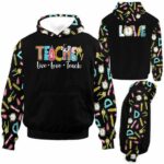 AOPH-U-Job-LiveLoveTeac-Tcer-210927VY10 @ Teacher Live Love Teach-Teacher Live Love Teach Tools Pattern All Over Print Hoodie
