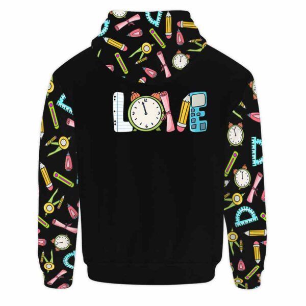 AOPH-U-Job-LiveLoveTeac-Tcer-210927VY10 @ Teacher Live Love Teach-Teacher Live Love Teach Tools Pattern All Over Print Hoodie