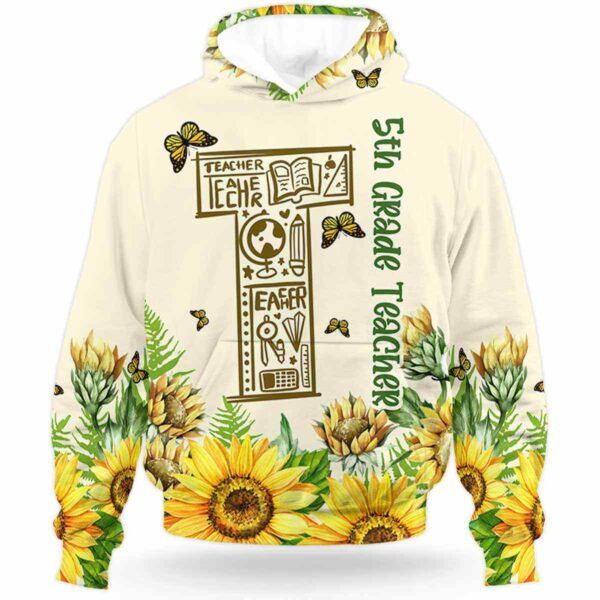 AOPH-W-Job-SflTeac-5Tcer-211001VA10 @ 5th Grade Teacher Sunflower Teacher-5Th Grade Teacher Sunflower Teacher Hoodie