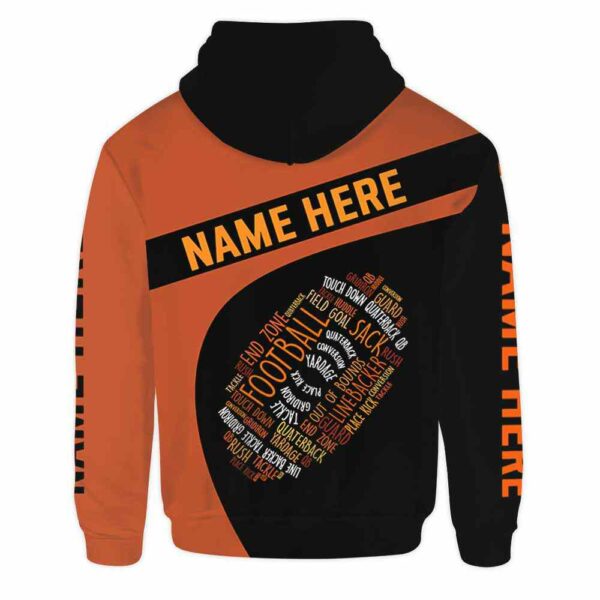 AOPH-U-Hobb-HalfBallTxt-Fbal-211014VY10 @ Football Half Ball Text-Football Typography Orange 3D Hoodie