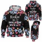 AOPH-U-Dog-DogMomLife-Dog-211007NA10 @ Dog Mom Life-Dog Flower Rocking 3D Hoodie