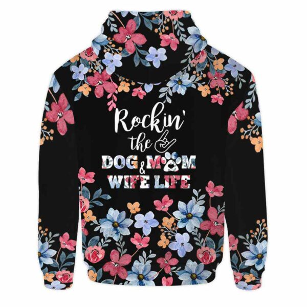 AOPH-U-Dog-DogMomLife-Dog-211007NA10 @ Dog Mom Life-Dog Flower Rocking 3D Hoodie