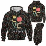 AOPH-U-Job-PtnRetrLove-Llady-211004VY10 @ Lunch Lady Pattern Retro Love-Lunch Lady Retro Love Pattern 3D Hoodie