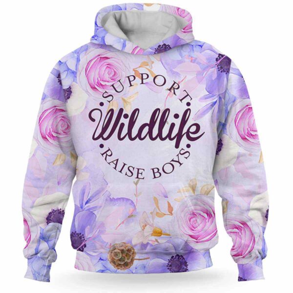 AOPH-U-M-WildBoy-M0-211008NA10 @ Mom Wild Boy-Mom Flower Support Wildlife Raise Boys 3D Hoodie
