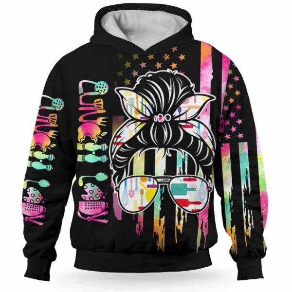 AOPH-U-Job-WateFlag-Llady-211004VY10 @ Lunch Lady Watercolor Flag-Lunch Lady Usa Flag Watercolor 3D Hoodie