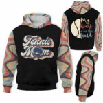 AOPH-U-Hobb-HearOnFiel-Tnis-211011VY10 @ Tennis Heart On Field-Tennis Mom Retro My Heart Is On The Field 3D Hoodie