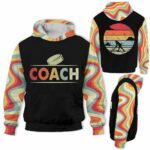 AOPH-U-Hobb-CoacBall-Hkey-211011VY10 @ Hockey Coach Ball-Ice Hockey Coach Retro Line 3D Hoodie
