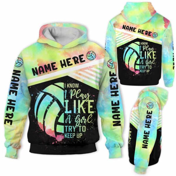 AOPH-U-Hobb-WateBallLine-Vlbl-211015VY10 @ Volleyball Watercolor Ball Line-Volleyball Watercolor Custom Name I Play Like A Girl 3D Hoodie