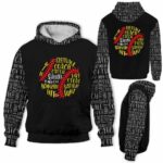 AOPH-U-Hobb-BallTxtPtn-Sbal-211013VY10 @ Softball Ball Text Pattern-Softball Ball Text Typography Pattern 3D Hoodie