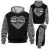 AOPH-U-Hobb-HearTxtPtn-Vlbl-211013VY10 @ Volleyball Heart Text Pattern-Volleyball Heart Text Typography Pattern 3D Hoodie