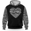 AOPH-U-Hobb-HearTxtPtn-Vlbl-211013VY10 @ Volleyball Heart Text Pattern-Volleyball Heart Text Typography Pattern 3D Hoodie