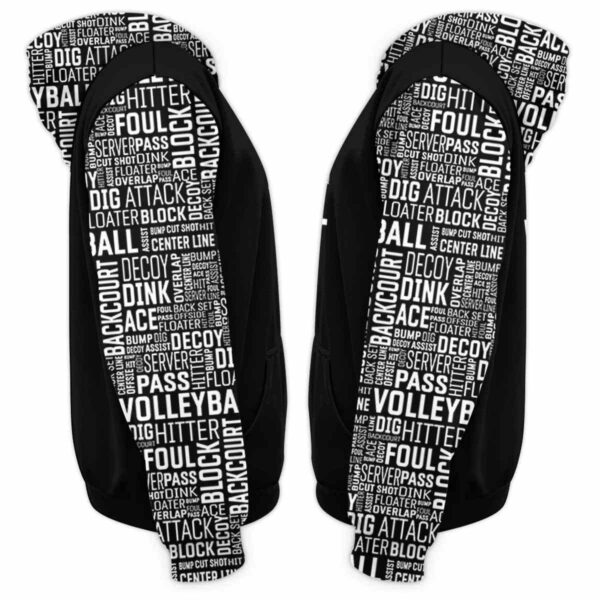 AOPH-U-Hobb-HearTxtPtn-Vlbl-211013VY10 @ Volleyball Heart Text Pattern-Volleyball Heart Text Typography Pattern 3D Hoodie