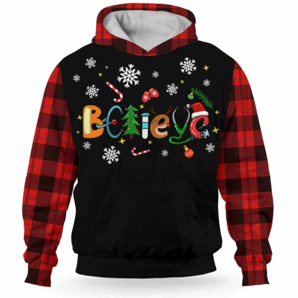 AOPH-U-Nur-BeliToolPtn-Nur-211020VY10 @ Nurse Believe Tools Pattern-Nurse Christmas Nurse Red Black 3D Hoodie