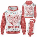 AOPH-U-Nur-HearKnitPtn-Nur-211020VY10 @ Nurse Heart Knitted Pattern-Nurse Christmas Nurse Heart Custom Name 3D Hoodie