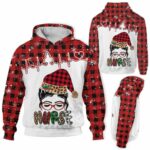 AOPH-W-Nur-Hear-Nur-211015VY10 @ Nurse Girl Heartbeat-Nurse Christmas Hat Nurse Heartbeat 3D Hoodie