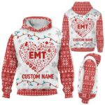 AOPH-U-Nur-HearKnitPtn-EMT-211020VY10 @ Emt Heart Knitted Pattern-Emt Christmas Emt Heart Custom Name 3D Hoodie