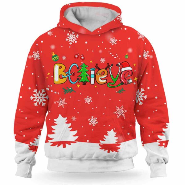AOPH-U-Nur-BeliHalfSnowRed-Nur-211020VY10 @ Nurse Believe Half Snow Red-Nurse Christmas Nurse Believe 3D Hoodie
