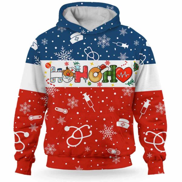 AOPH-U-Nur-ThreLineSmil-Nur-211020VY10 @ Nurse Three Line Smile-Nurse Christmas Nurse Ho Ho Ho Line 3D Hoodie