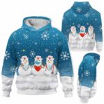 AOPH-U-Nur-SnowBlueGrd-Nur-211020VY10 @ Nurse Snowman Blue Gradient-Nurse Christmas Nurse Snowman Blue 3D Hoodie