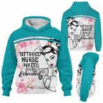 AOPH-W-Nur-TattFlow-Nur-211020VY10 @ Nurse Girl Tattoo Flowers-Nurse Flower Tattooed Nurse 3D Hoodie