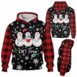 AOPH-U-Nur-SnowToolBuffPlai-EMT-211020VY10 @ Emt Snowman Tools Buffallo Plaid-Emt Christmas Emt Crew Snowman Plaid 3D Hoodie