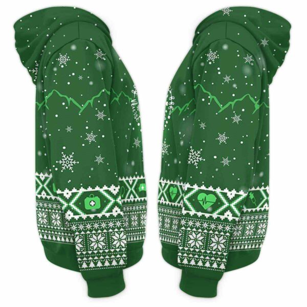 AOPH-U-Nur-KnitLineHear-RN-211020VY10 @ Registered Nurse Knitted Line Heart-Registered Nurse Christmas Rn Heart Green Knitted 3D Hoodie