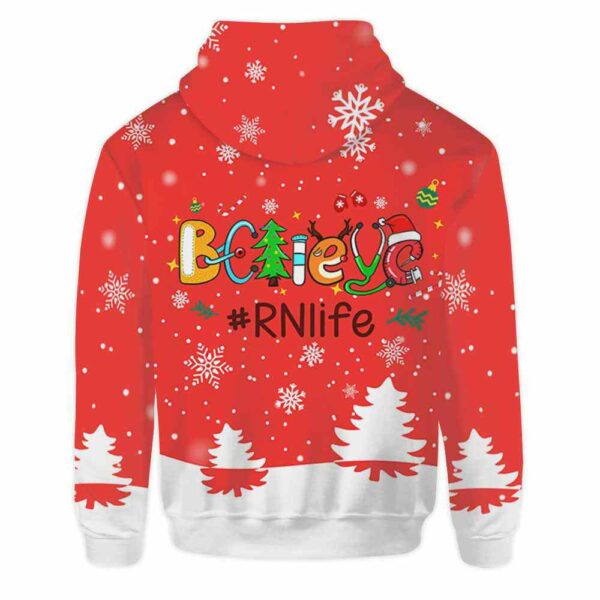 AOPH-U-Nur-BeliHalfSnowRed-RN-211020VY10 @ Registered Nurse Believe Half Snow Red-Registered Nurse Christmas Rn Life Believe 3D Hoodie