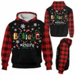 AOPH-U-Nur-BeliToolPtn-RN-211020VY10 @ Registered Nurse Believe Tools Pattern-Registered Nurse Christmas Rn Life Red Black 3D Hoodie