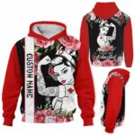 AOPH-U-Nur-LineRoseTatt-Nur-211020VY10 @ Nurse Line Roses Tattooed-Nurse Rose Tattoo Nurse Custom Name 3D Hoodie