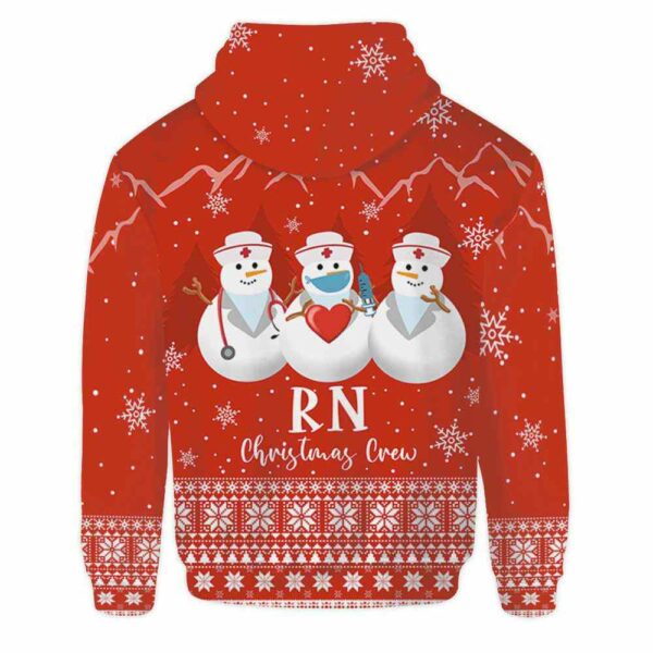 AOPH-U-Nur-RedKnitSnow-RN-211020VY10 @ Registered Nurse Red Knitted Snowman-Registered Nurse Christmas Rn Crew Snowman 3D Hoodie