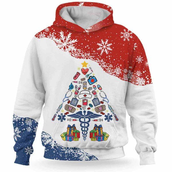 AOPH-U-Nur-RedBlueTree-Nur-211015VY10 @ Nurse Red Blue Tree-Nurse Christmas Tree Nurse Red Blue 3D Hoodie