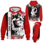 AOPH-U-Nur-LineRoseTatt-RN-211020VY10 @ Registered Nurse Line Roses Tattooed-Registered Nurse Rose Tattoo Rn Custom Name 3D Hoodie