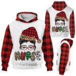 AOPH-W-Nur-HatChri-Nur-211019VY10 @ Nurse Girl Hat Christmas-Nurse Christmas Hat Nurse 3D Hoodie