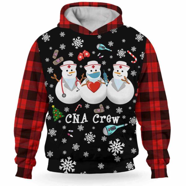 AOPH-U-Nur-SnowToolBuffPlai-CNA-211020VY10 @ Cna Snowman Tools Buffallo Plaid-Cna Christmas Cna Crew Snowman Plaid 3D Hoodie