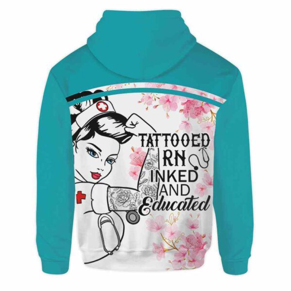 AOPH-W-Nur-TattFlow-RN-211020VY10 @ Registered Nurse Girl Tattoo Flowers-Registered Nurse Flower Tattooed Rn 3D Hoodie
