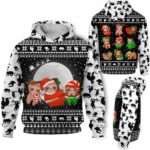 AOPH-U-Ani-WhitKnitPtn-Slth-211025VY10 @ Sloth White Knitted Pattern-Sloth Christmas White Knit Printed 3D Hoodie