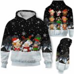 AOPH-U-Ani-ChriSnow-Cow-211025VY10 @ Cow Christmas Snow-Cows On Snow 3D Hoodie