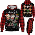 AOPH-U-Ani-LoveChriPtn-Cow-211025VY10 @ Cow Love Christmas Pattern-Cow Just A Girl Who Loves Christmas 3D Hoodie