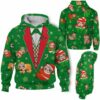 AOPH-U-Ani-GreeVest-Slth-211025VY10 @ Sloth Green Vest-Sloth Pattern On Christmas Green Suit 3D Hoodie