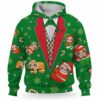 AOPH-U-Ani-GreeVest-Slth-211025VY10 @ Sloth Green Vest-Sloth Pattern On Christmas Green Suit 3D Hoodie