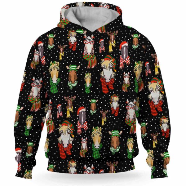 AOPH-U-Ani-AnimPtn-Hrse-211025VY10 @ Horse Animal Pattern-Horse Christmas Cute Pattern 3D Hoodie
