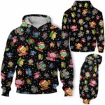 AOPH-U-Ani-AnimPtn-Axolo-211025VY10 @ Axolotl Animal Pattern-Axolotl Christmas Cute Pattern 3D Hoodie