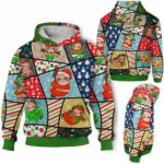 AOPH-U-Ani-LineFramChri-Slth-211025VY10 @ Sloth Line Frames Christmas-Sloth Christmas Colorul Frames 3D Hoodie