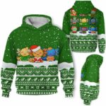 AOPH-U-Ani-KnitGree-Axolo-211025VY10 @ Axolotl Knitted Green-Axolotl Christmas Green Knit Snow 3D Hoodie