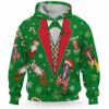 AOPH-U-Ani-GreeVest-Hrse-211025VY10 @ Horse Green Vest-Horse Pattern On Christmas Green Suit 3D Hoodie