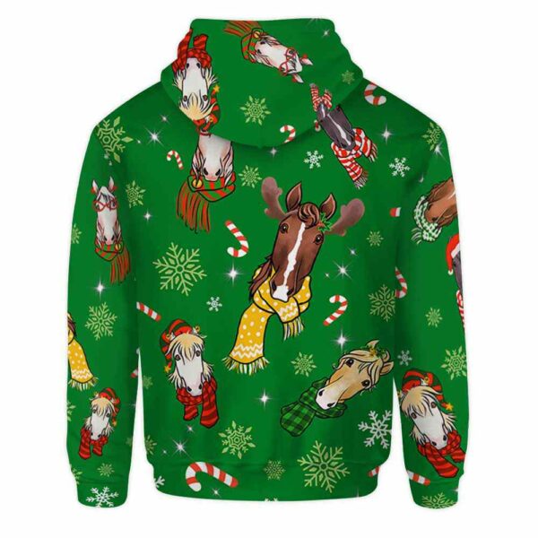 AOPH-U-Ani-GreeVest-Hrse-211025VY10 @ Horse Green Vest-Horse Pattern On Christmas Green Suit 3D Hoodie