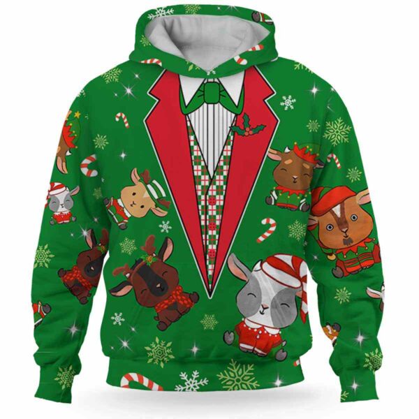 AOPH-U-Ani-GreeVest-Goat-211025VY10 @ Goat Green Vest-Goat Pattern On Christmas Green Suit 3D Hoodie