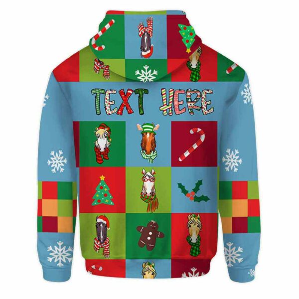AOPH-U-Ani-SquaPtn-Hrse-211025VY10 @ Horse Square Pattern-Horse Christmas Colorful Square Pattern 3D Hoodie