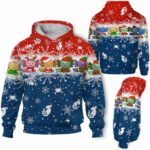 AOPH-U-Ani-ThreLineSnow-Axolo-211025VY10 @ Axolotl Three Line Snow-Axolotl Christmas Red Blue And White Line 3D Hoodie