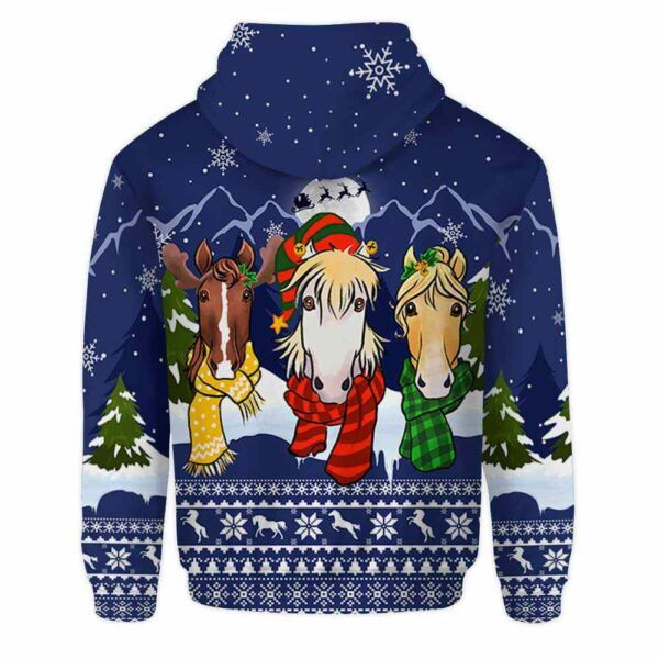 AOPH-U-Ani-KnitLineBlue-Hrse-211025VY10 @ Horse Knitted Line Blue-Horse Christmas Blue Knit Snow 3D Hoodie